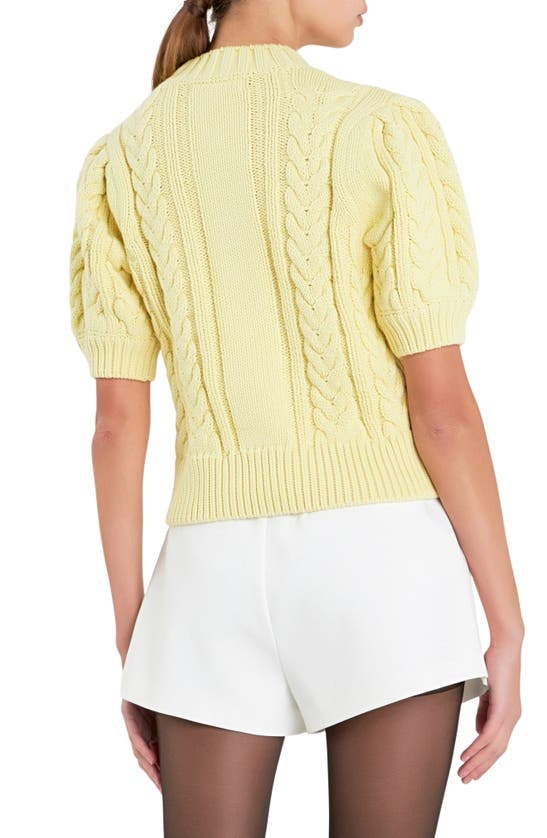 English Factory Mock Neck Cable Stitch Sweater In Lemon