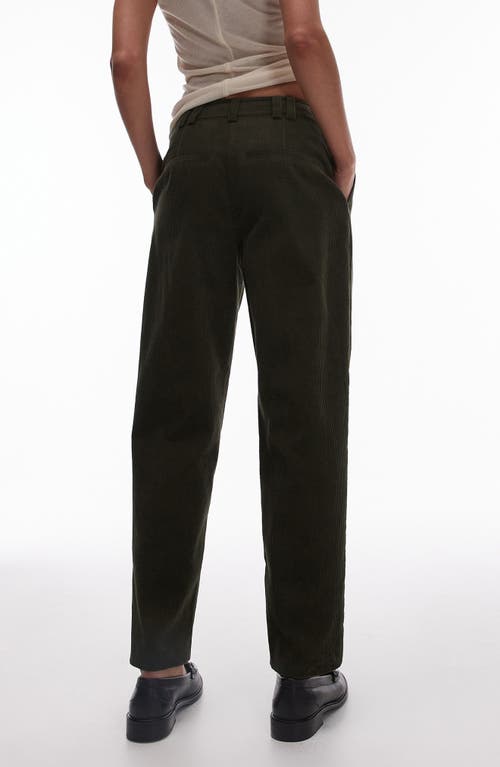 Shop Topshop Corduroy Ankle Pants In Khaki Green