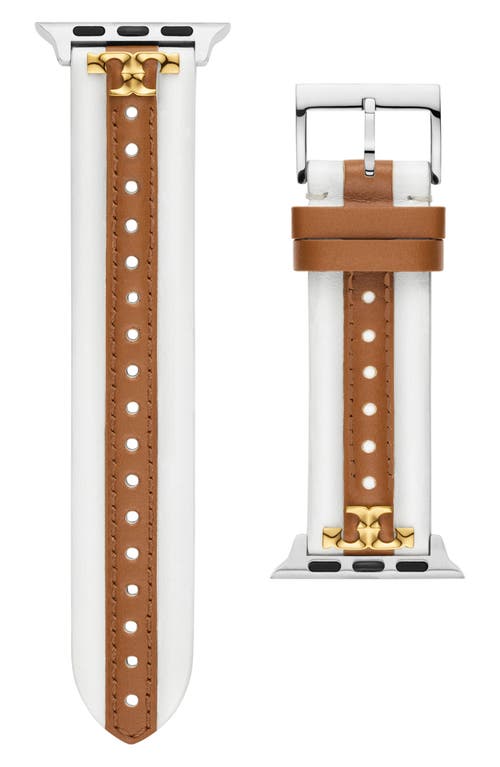 Tory Burch The Kira Leather 20mm Apple Watch Watchband in Brown at Nordstrom
