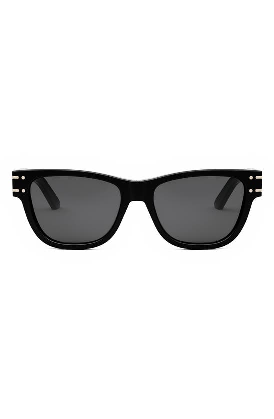 Shop Dior 'signature S6u 54mm Butterfly Sunglasses In Shiny Black / Smoke