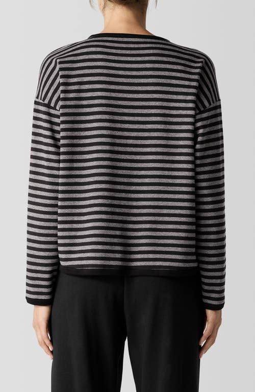 Shop Eileen Fisher Stripe Long Sleeve Top In Black/ash