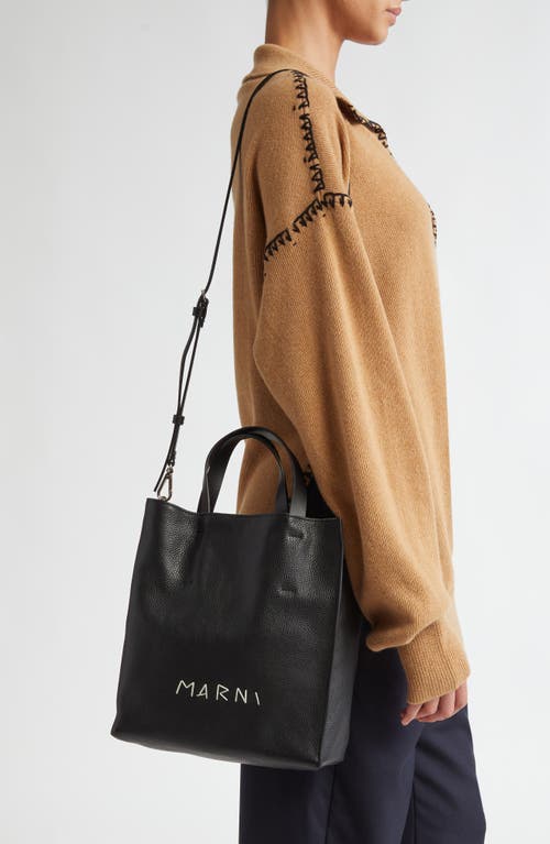 Marni Museo Small Soft Leather Tote In Black