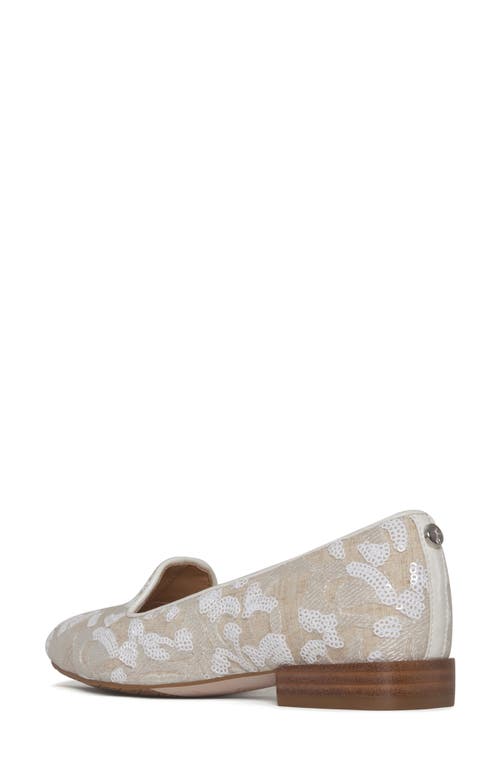 Donald Pliner Reena Sequin Embellished Loafer Flat In Natural/white