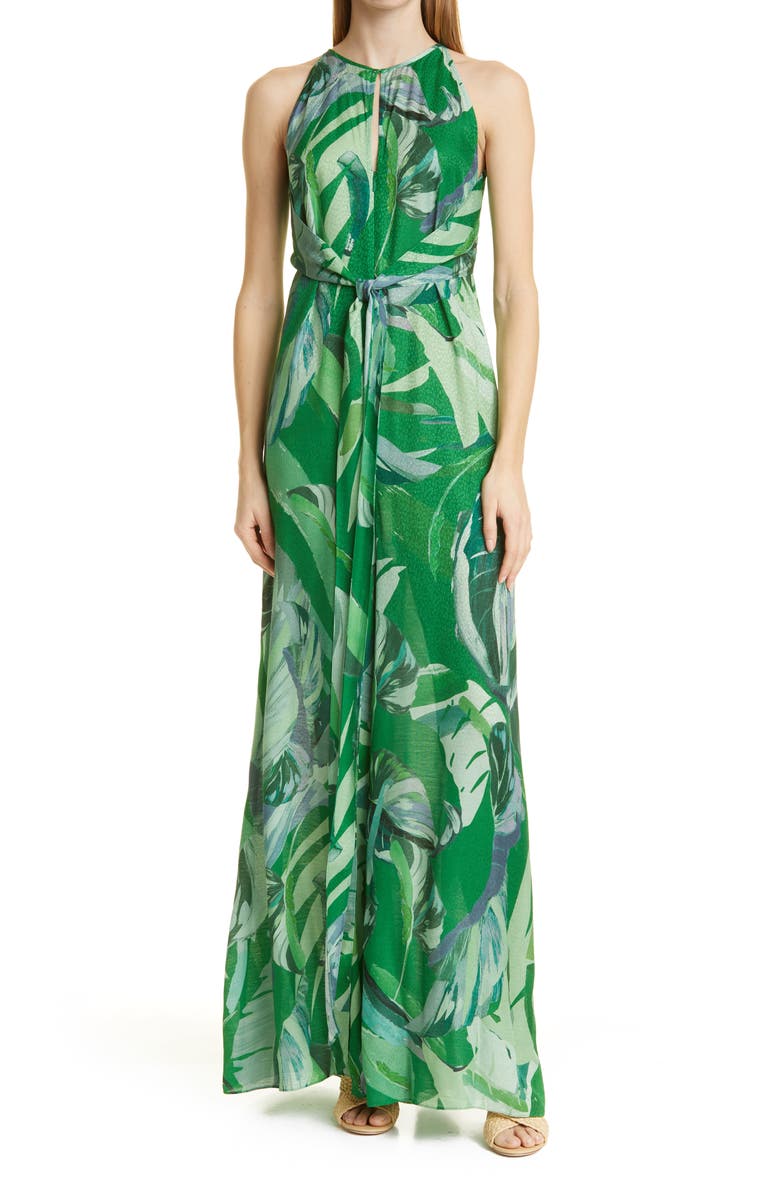 Ted Baker Green Halter Tropical Jumpsuit for Wedding Guest