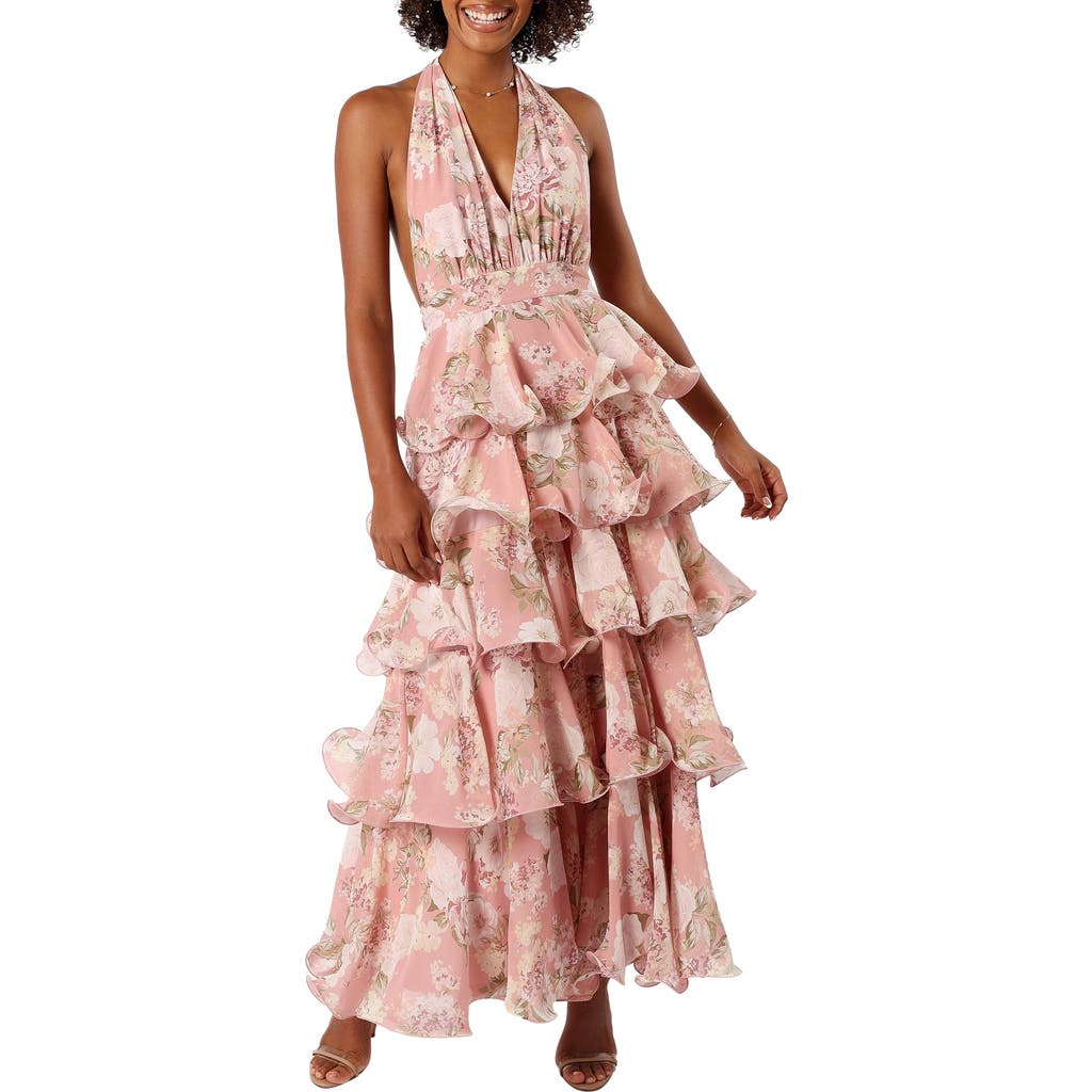 Petal And Pup Petal & Pup Bouquet Tiered Halter Dress In Pink