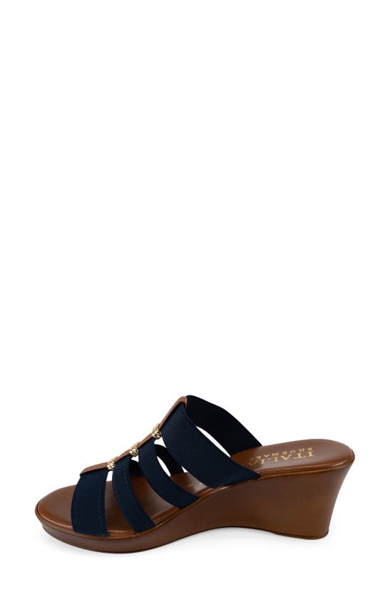 Shop Italian Shoemakers Clover 4-band Wedge Sandal In Navy