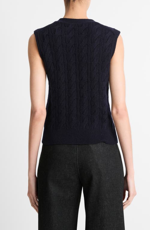 Shop Vince Cable Wool Blend Sweater Vest In Coastal