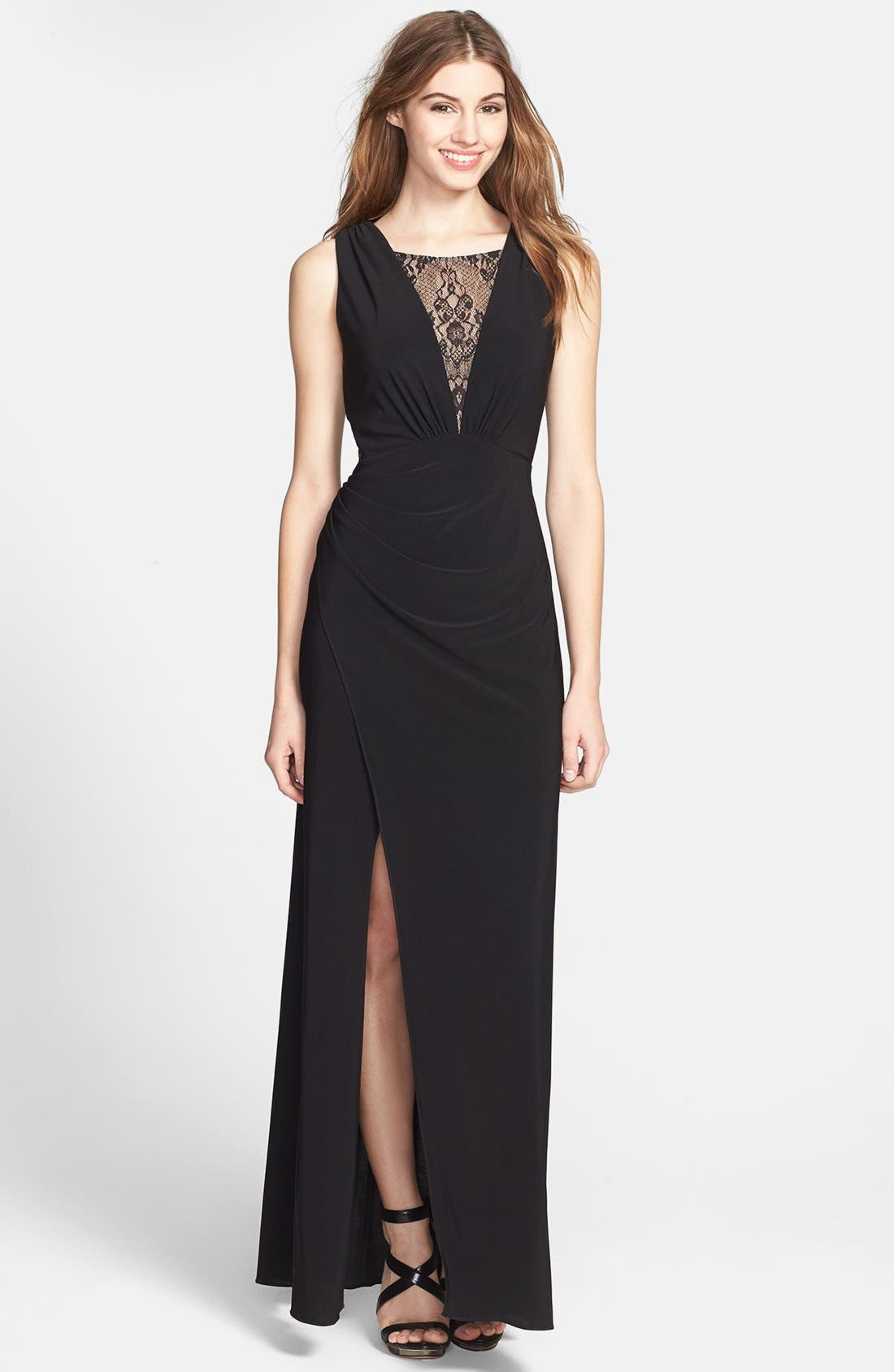 Hailey By Adrianna Papell Lace Inset Draped Jersey Gown Nordstrom