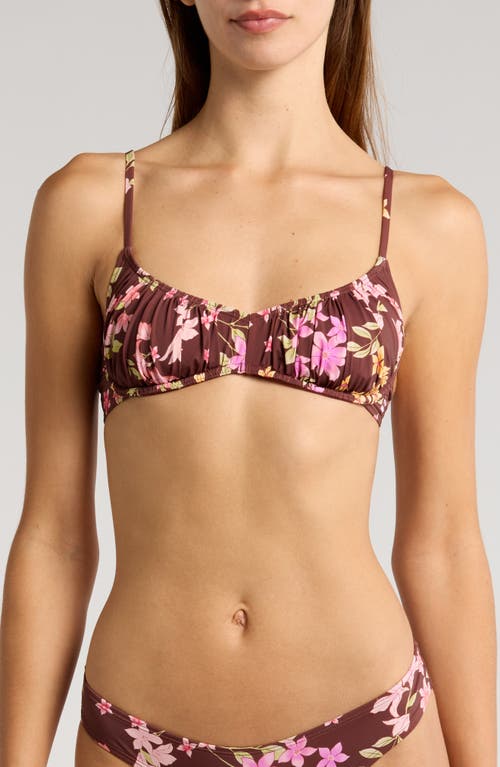 Billabong Free To Be Bliss Floral Bikini Top In Choc Chip