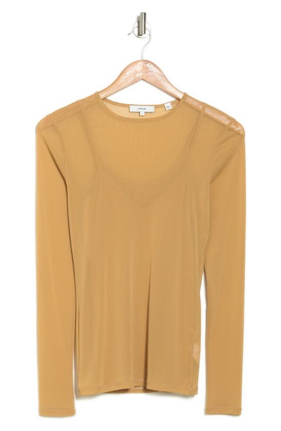 Vince Double Layer Long Sleeve Top In Pale Walnut