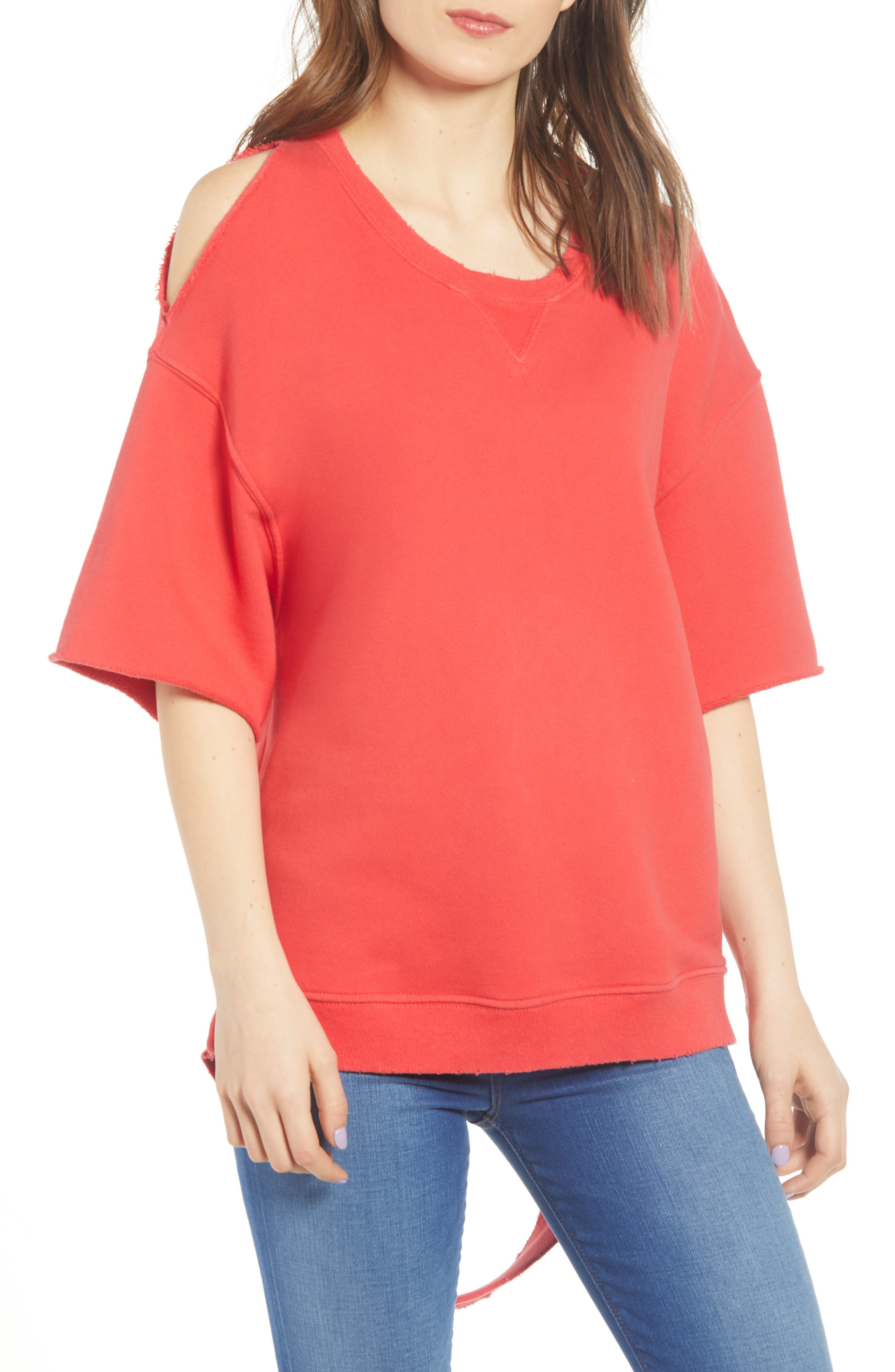 Hudson Jeans Cutout Sweatshirt, Red