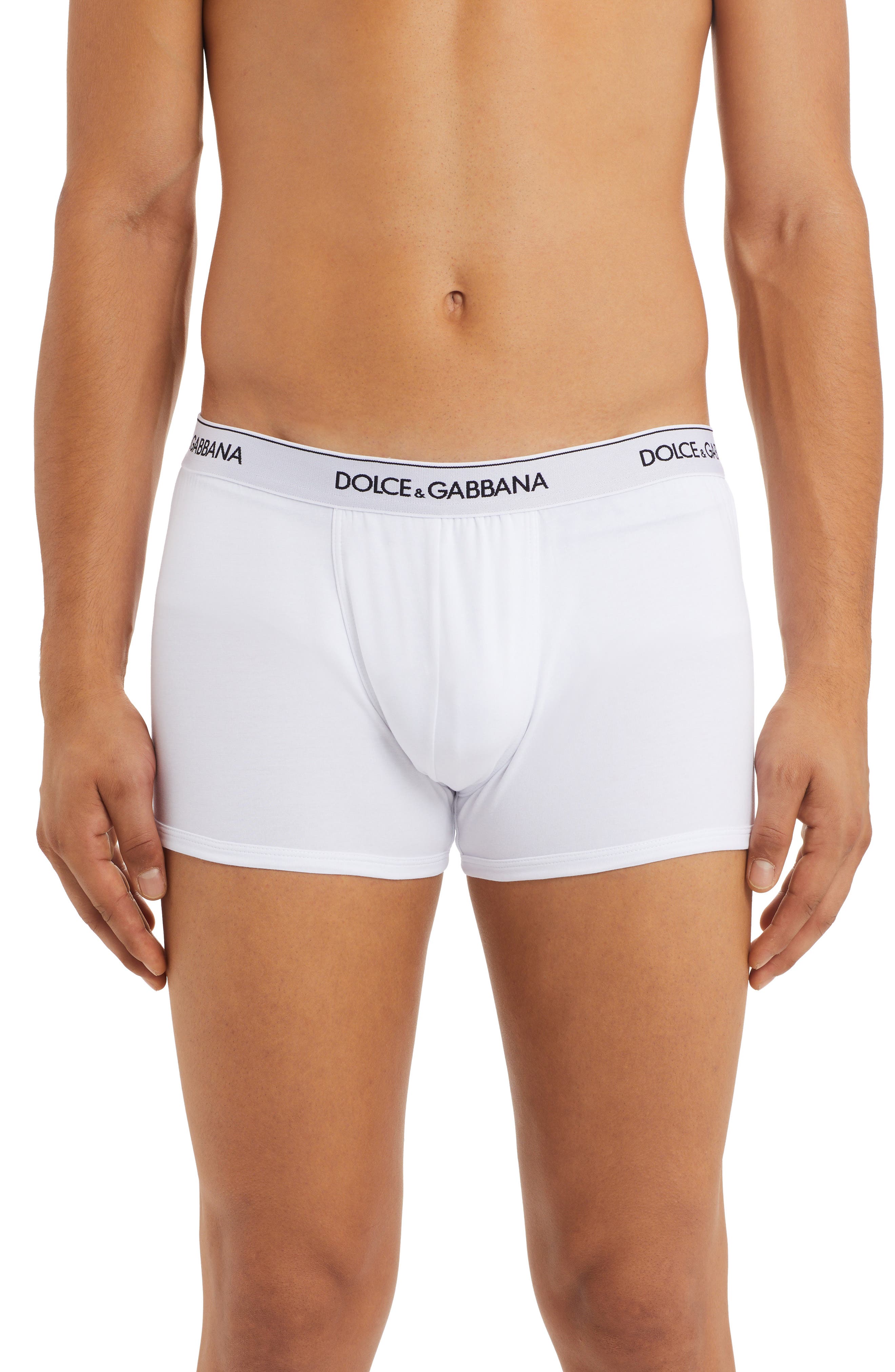 Dolce & Gabbana 2-Pack Logo Waist Boxer Briefs in White at Nordstrom