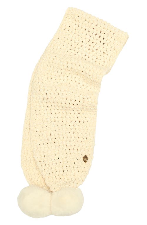 Shop Kurt Geiger London Chunky Chenille Pompom Scarf In Bone