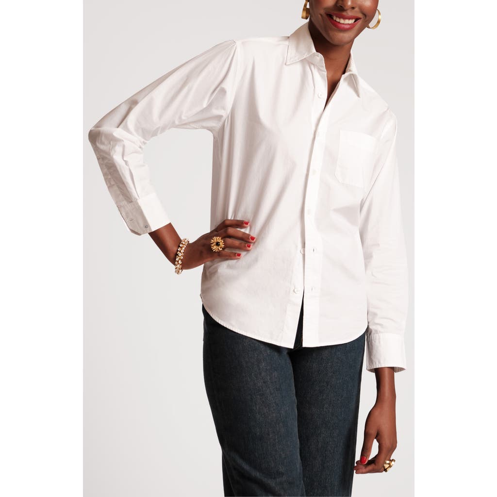 Frances Valentine Perfect White Button Down Cotton Poplin