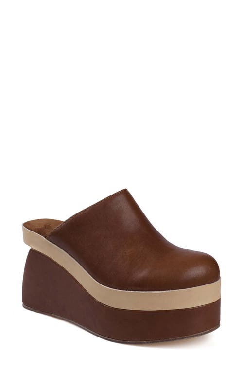 ZIGI ARTISAN Solen Platform Wedge Clog in Brown Leather 