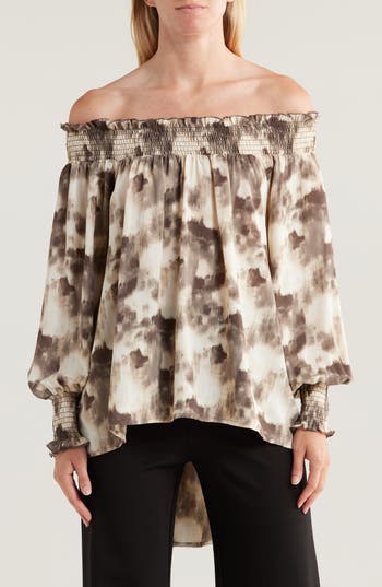 Patrizia Luca Off The Shoulder High-low Top In Grey