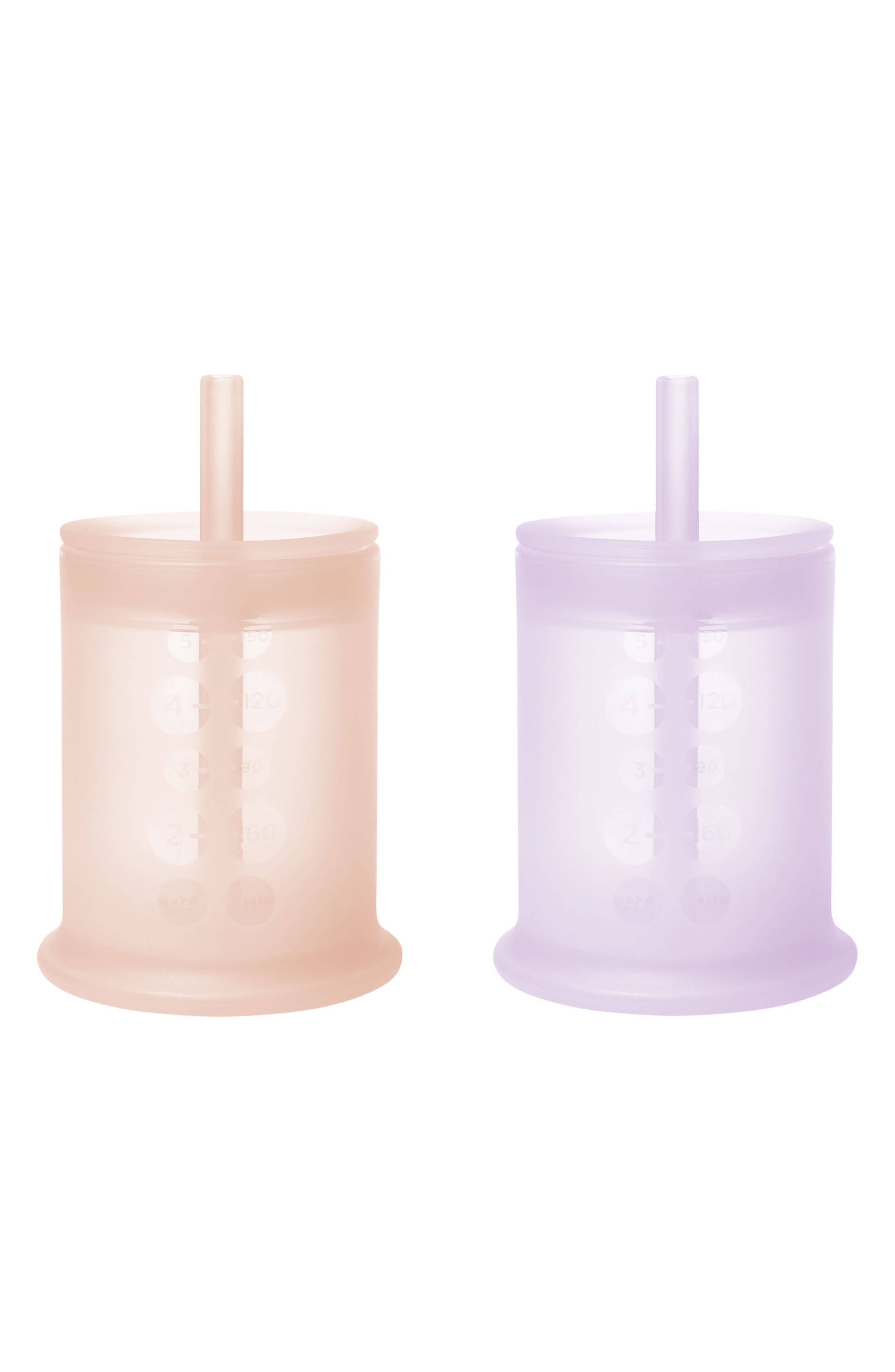 Olababy 2-Pack 5-Ounce Easy Sipping Straw Cups in Coral/Lilac 
