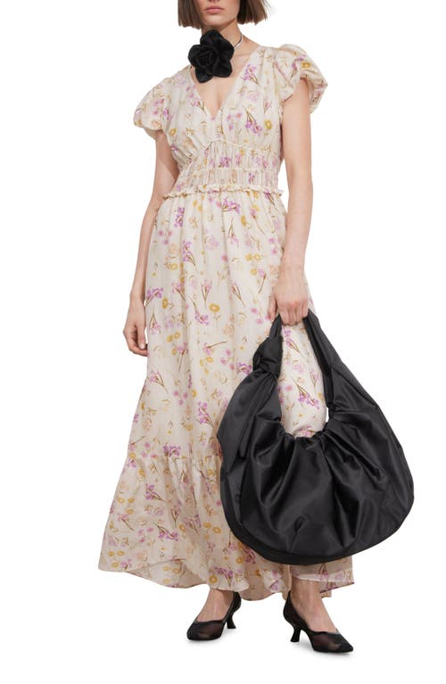 Shop & Other Stories Floral Print Puff Sleeve Maxi Dress In Yellow Dusty Light Aop