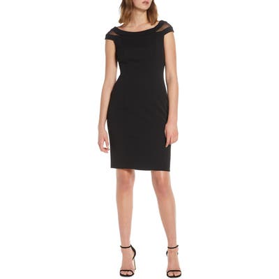 Vince Camuto Mesh Inset Sheath Dress, Black
