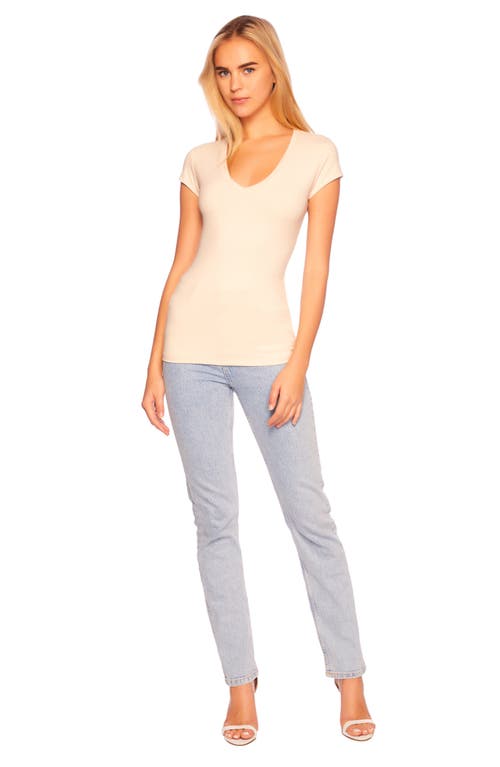 Shop Susana Monaco Essential V-neck Top In Blanched Almond