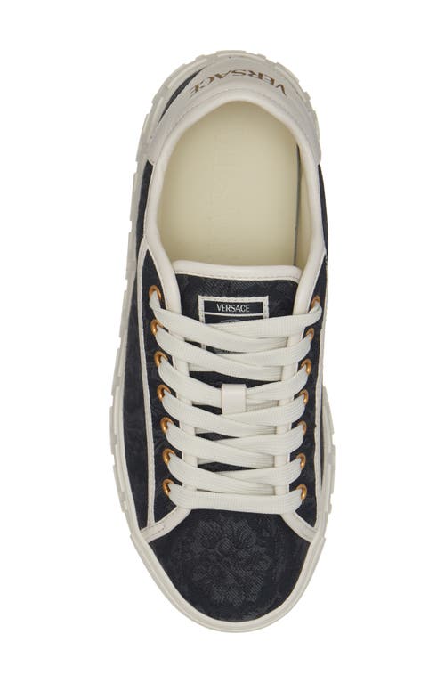 Versace Barroco Greca Jacquard Low Top Sneaker In Black/off White