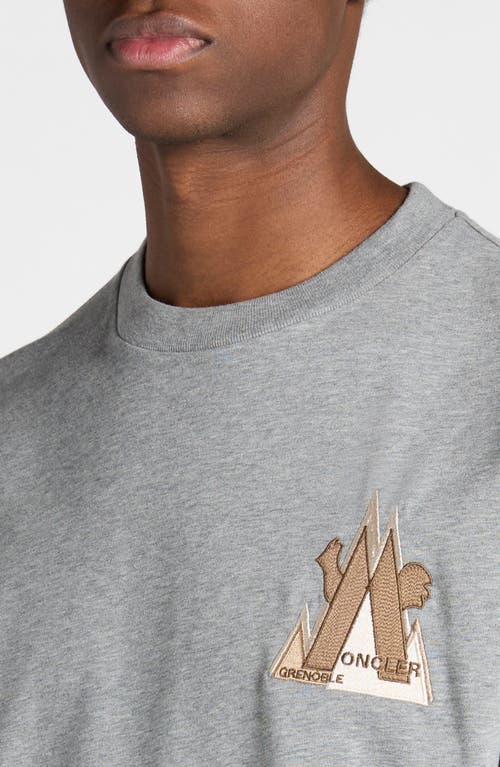 Moncler Grenoble Embroidered Logo Cotton T-shirt In Grey