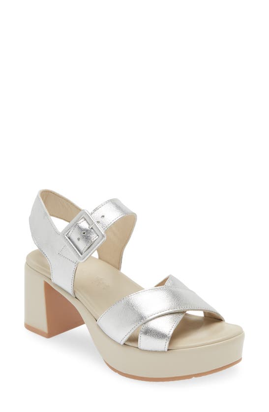 Shop Naot Elite Platform Sandal In Soft Silver Leather