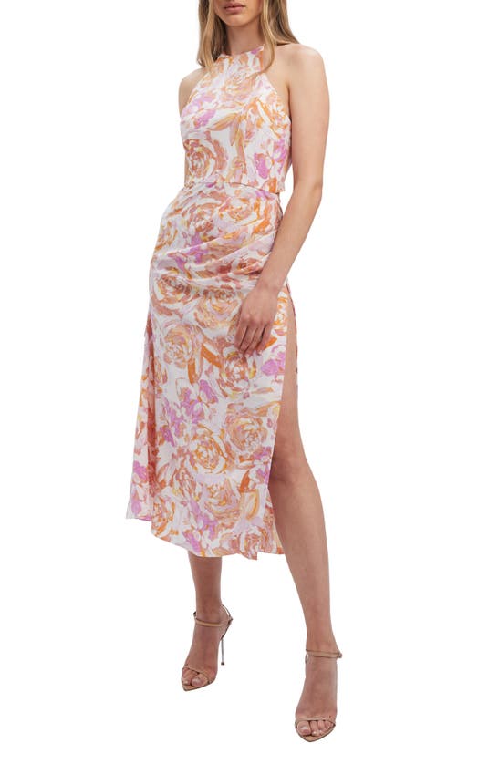 Bardot Verve Floral Cutout Halter Midi Dress In Tropical Floral