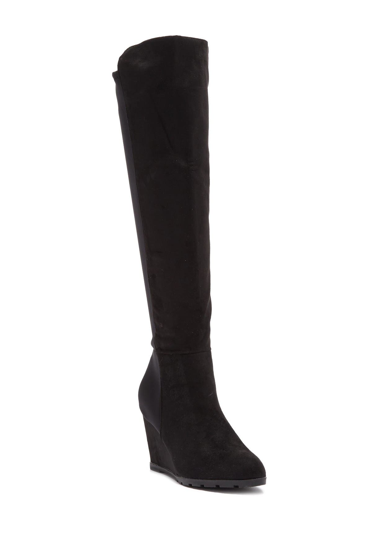 tall wedge boots black