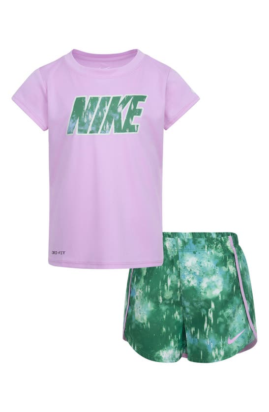 Shop Nike Kids' Dri-fit Sprint T-shirt & Shorts Set In Stadium Green