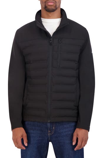 Nautica Water Resistant Hybrid Tech Softshell Jacket In Black