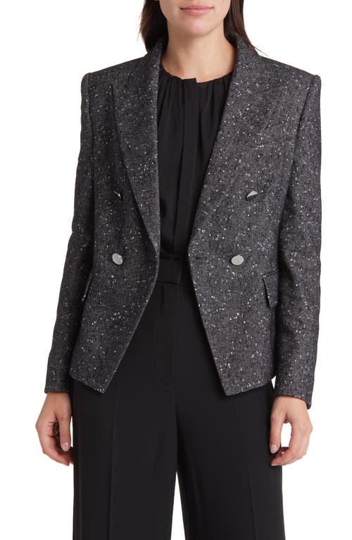 Hugo Boss Jocanah Double Breasted Blazer In Monochrome Slub Fantasy