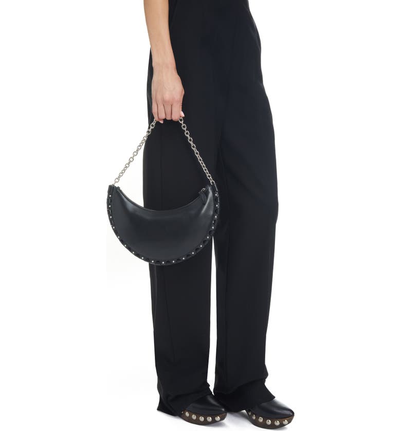 Demi Lune Studded Leather Chain Shoulder Bag