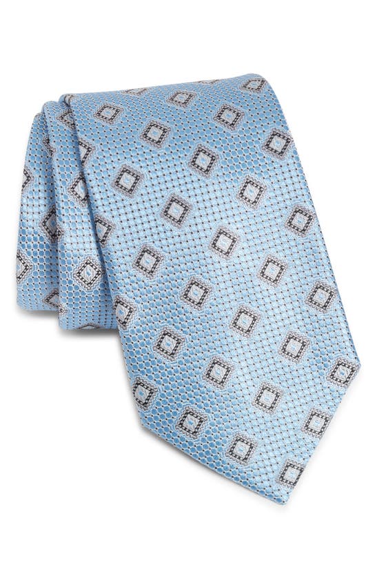 Shop Nordstrom Geometric Silk Tie In Lt Blue