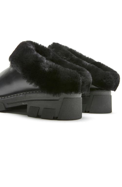 La Canadienne Always Waterproof Genuine Shearling Lined Clog In Black Leather