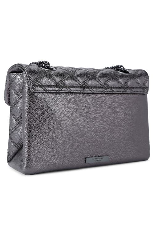 Shop Kurt Geiger London Kensington Drench Quilted Leather Convertible Crossbody Bag In Silver