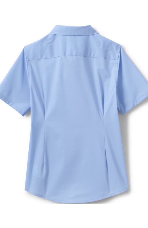 Lands' End School Uniform Girls No Gape Short Sleeve Stretch Shirt In Light Sea Blue