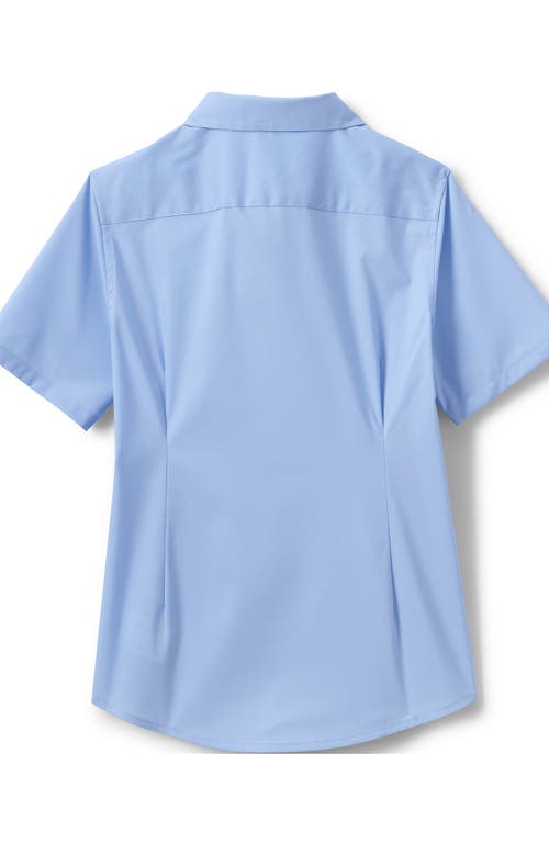 Shop Lands' End School Uniform Girls No Gape Short Sleeve Stretch Shirt In Light Sea Blue