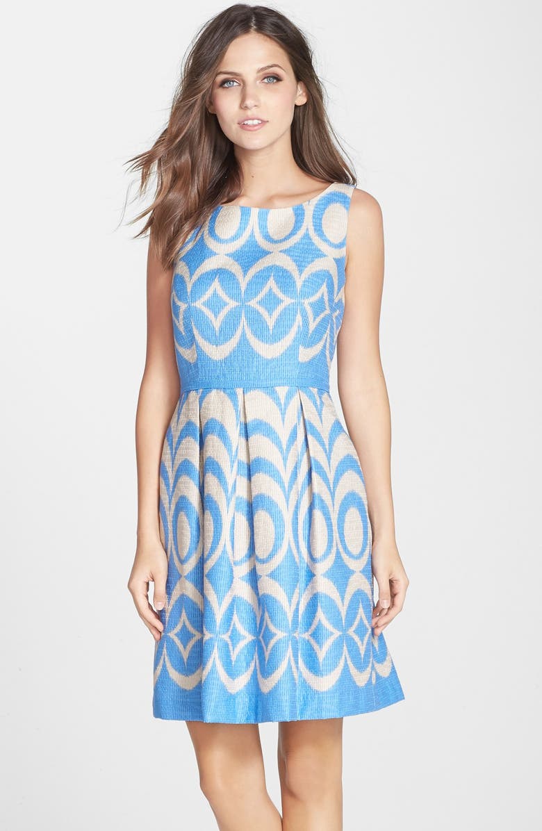 Taylor Dresses Cotton Jacquard Fit & Flare Dress | Nordstrom
