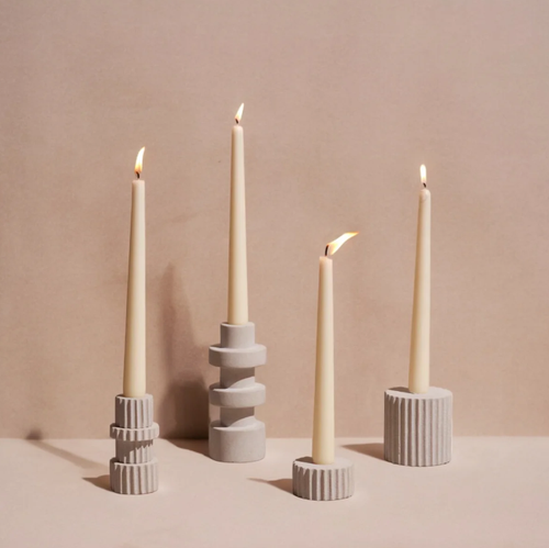 Meso Goods Pilar Low Candle Holder In Ivory Low
