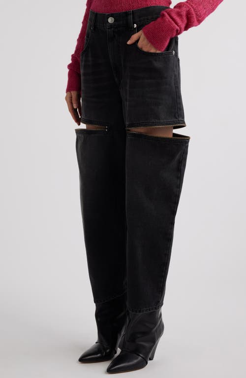 Shop Isabel Marant Étoile Salia Zip Vent Barrel Jeans In Faded Black