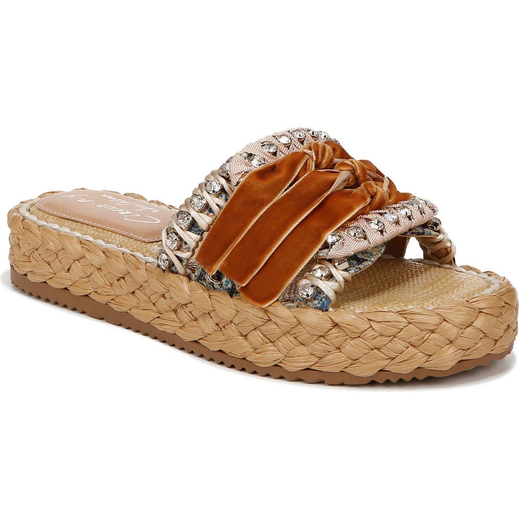 Circus Ny By Sam Edelman Wyatt Ribbon Platform Slide Sandals In Ocean Sapphire Multi