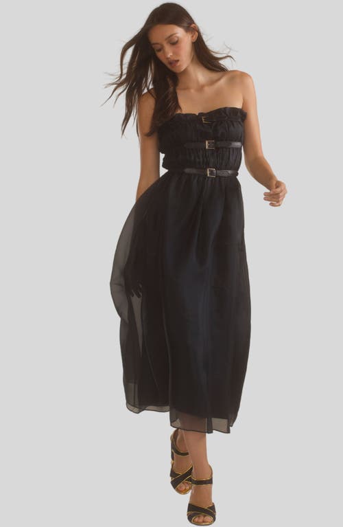 Shop Cynthia Rowley Buckle Up Silk Organza Dress In Black