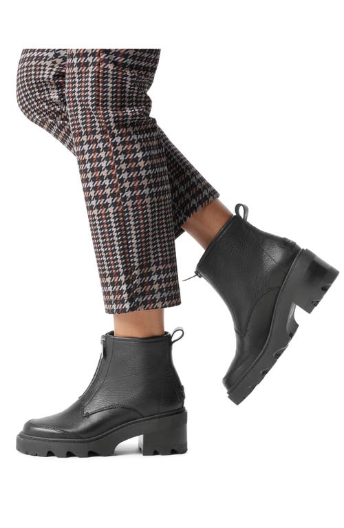 Sorel Joan Now Zip Low-heel Leather Booties In Black/black
