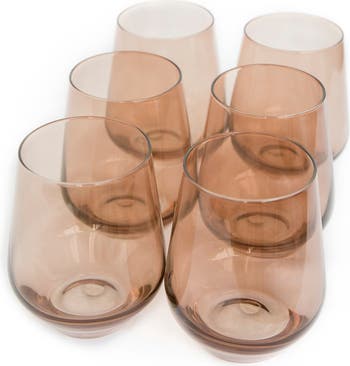 Estelle Colored Glass Stemmed Wine Glass (Set of 6)