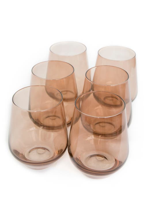 Estelle Colored Glass Set of Stemless Wineglasses in Amber Smoke at Nordstrom