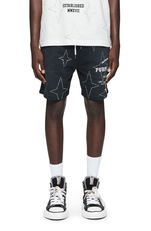 PURPLE BRAND Studded French Terry Sweat Shorts Black at Nordstrom,