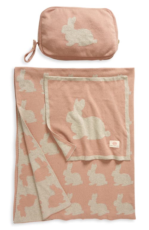 Pink Lemonade Bunny Organic Cotton Baby Blanket & Travel Pouch Set in Pink/Beige at Nordstrom