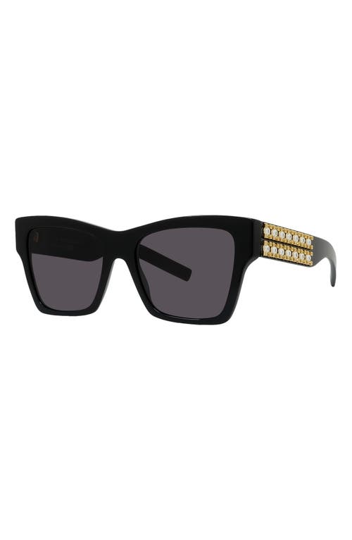 Shop Givenchy Plumeties 54mm Square Sunglasses In Shiny Black/smoke