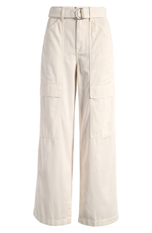 Shop Madewell Belted Slouchy Straight Leg Cargo Pants In Vintage Ivory